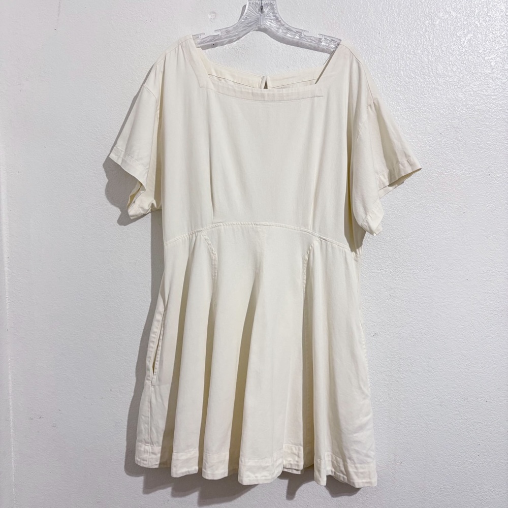 Free People Free-Est Breezy Chic Short Sleeve Mini Dress Wet Plaster Cream White - Picture 5 of 11